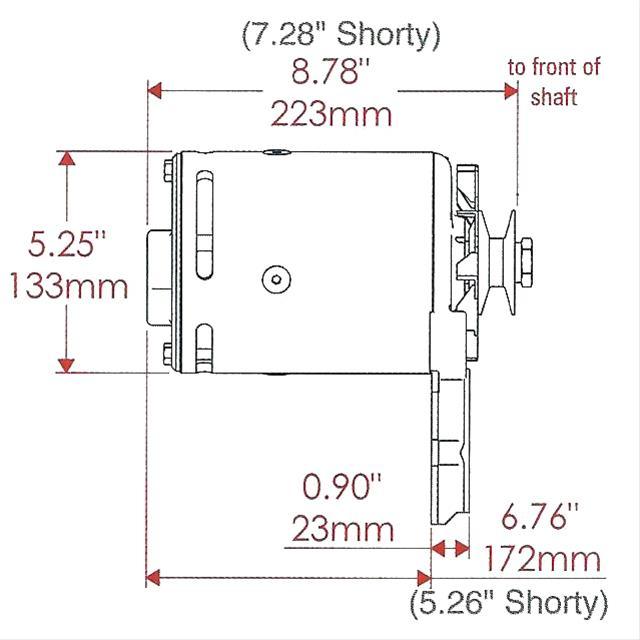 POWERMAST Suit Ford Flathead 1939-48, 75 AMP, Single V-Belt Pulley "Shorty" 1-1 Black PowerGEN Alternator PM82013 Autofit