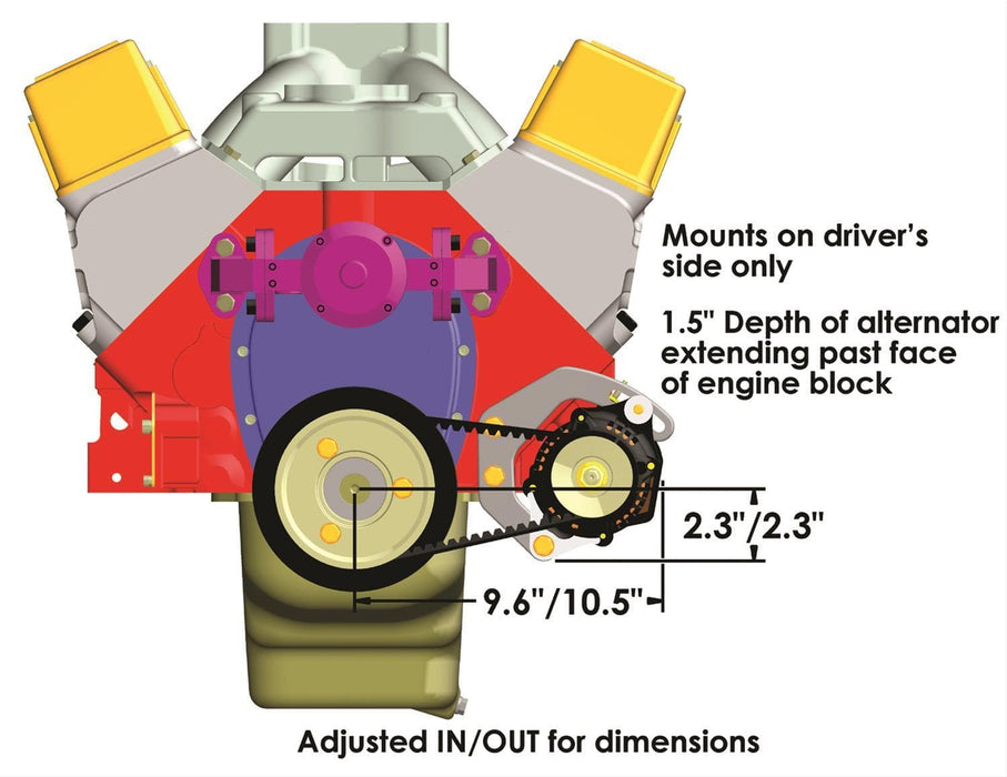 POWERMAST Suit SB Chev With Bodied Car, 50 AMP Denso Alternator Drag Racing Alternator Kit PM8-875 Autofit