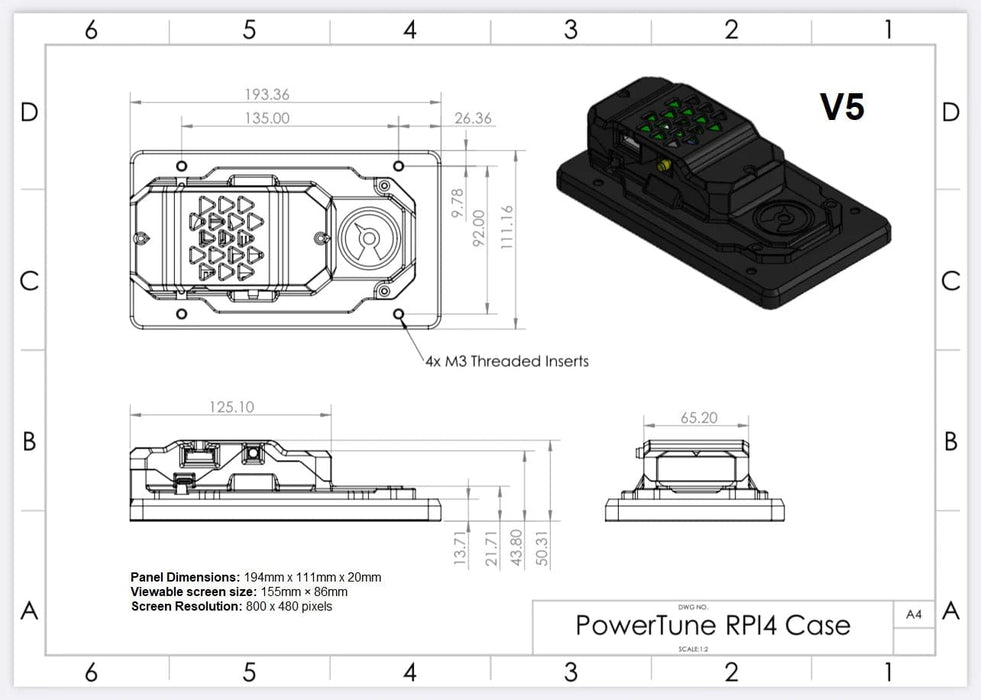 Powertune PowerTune Digital Dash V5 (optional GPS) Autofit