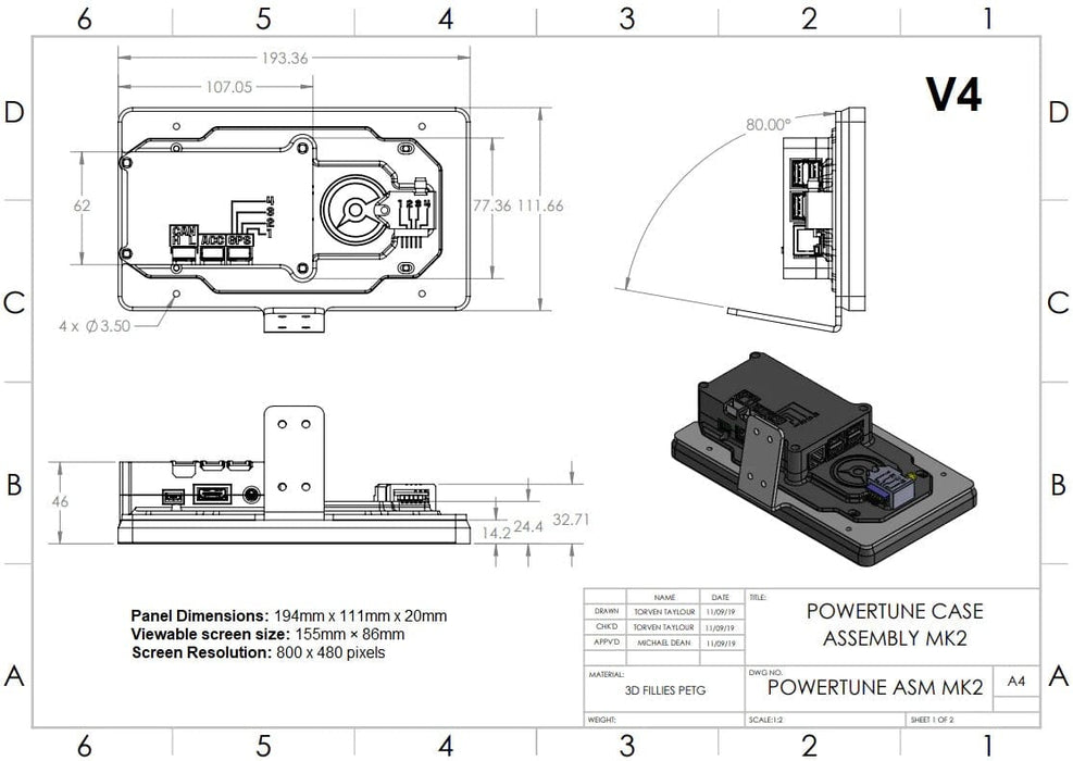 Powertune PowerTune Digital Dash V5 (optional GPS) Autofit