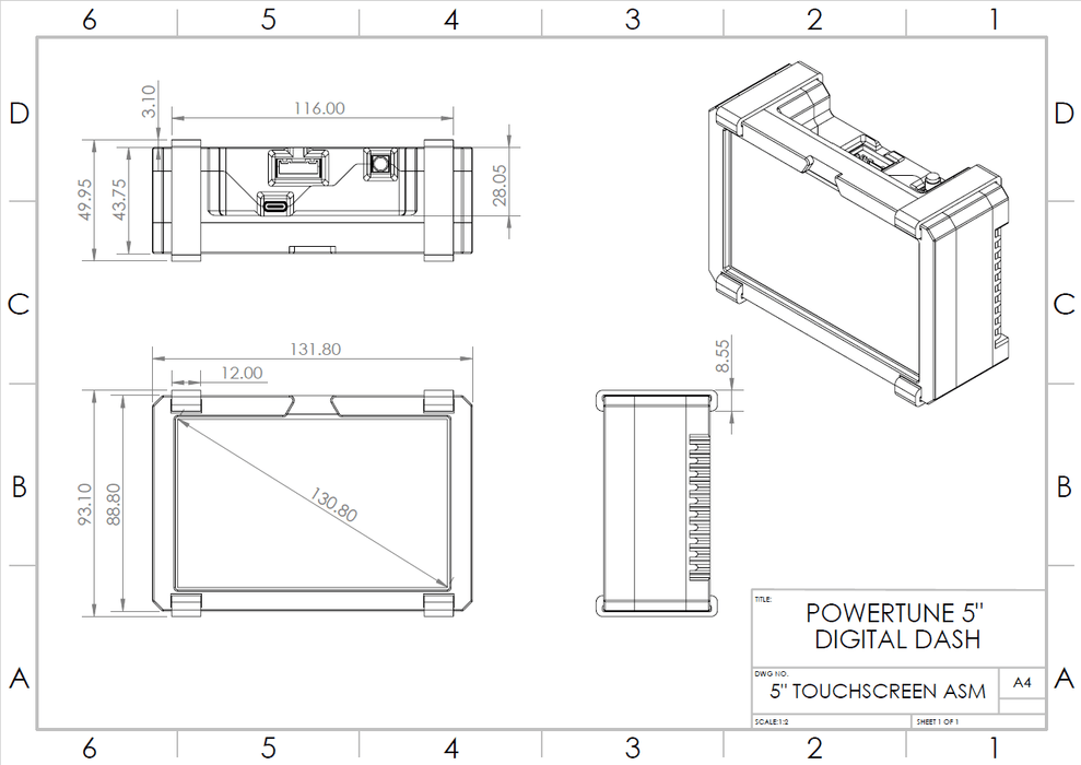 Powertune PowerTune Digital Mini Dash V5 Autofit