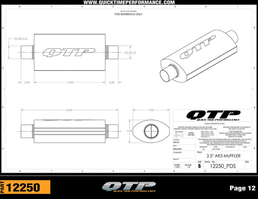 Quick Time Performance Quick Time Performance AR3 Mufflers 12250 Autofit