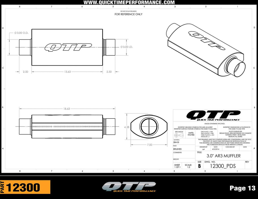 Quick Time Performance Quick Time Performance AR3 Mufflers 12300 Autofit