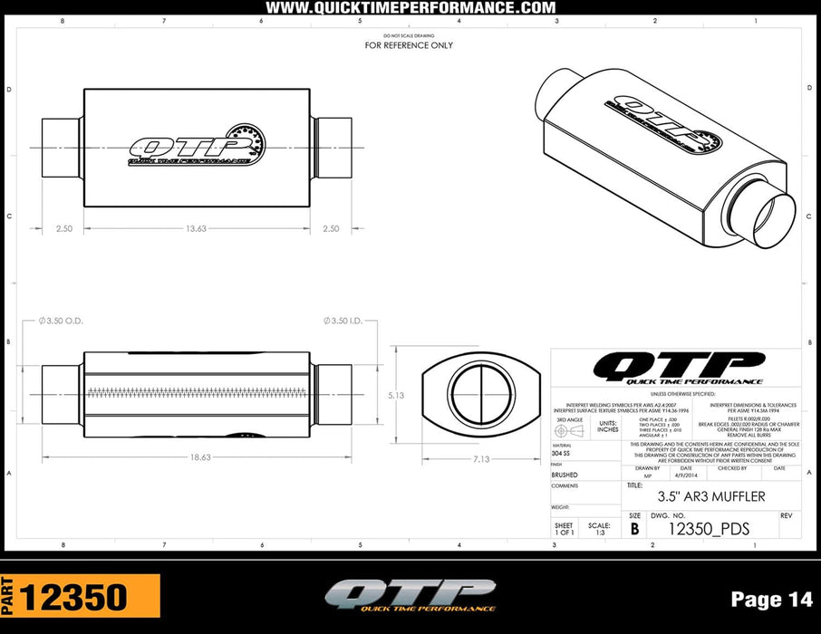 Quick Time Performance Quick Time Performance AR3 Mufflers 12350 Autofit