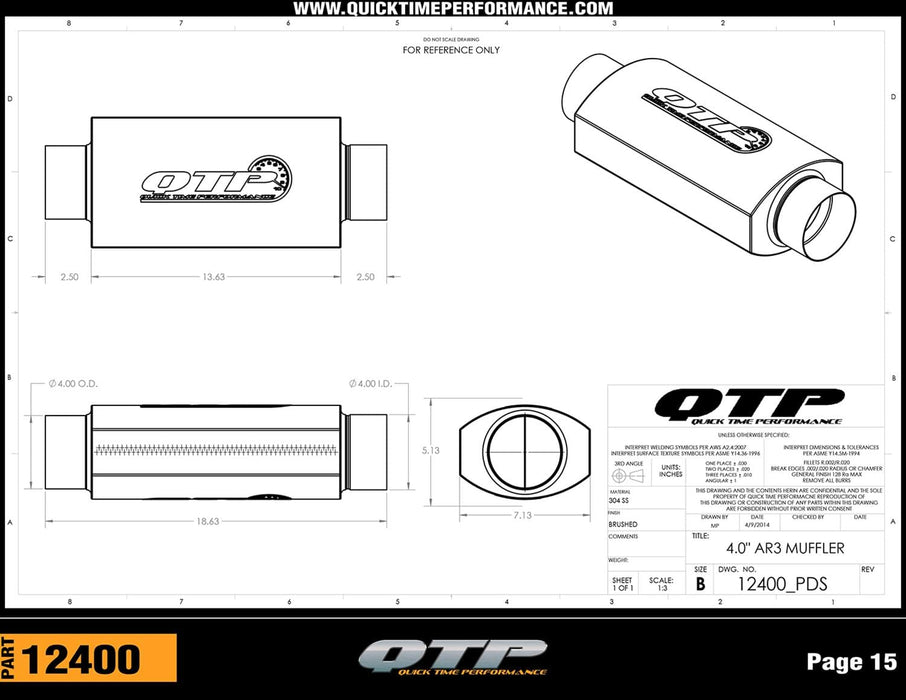 Quick Time Performance Quick Time Performance AR3 Mufflers 12400 Autofit