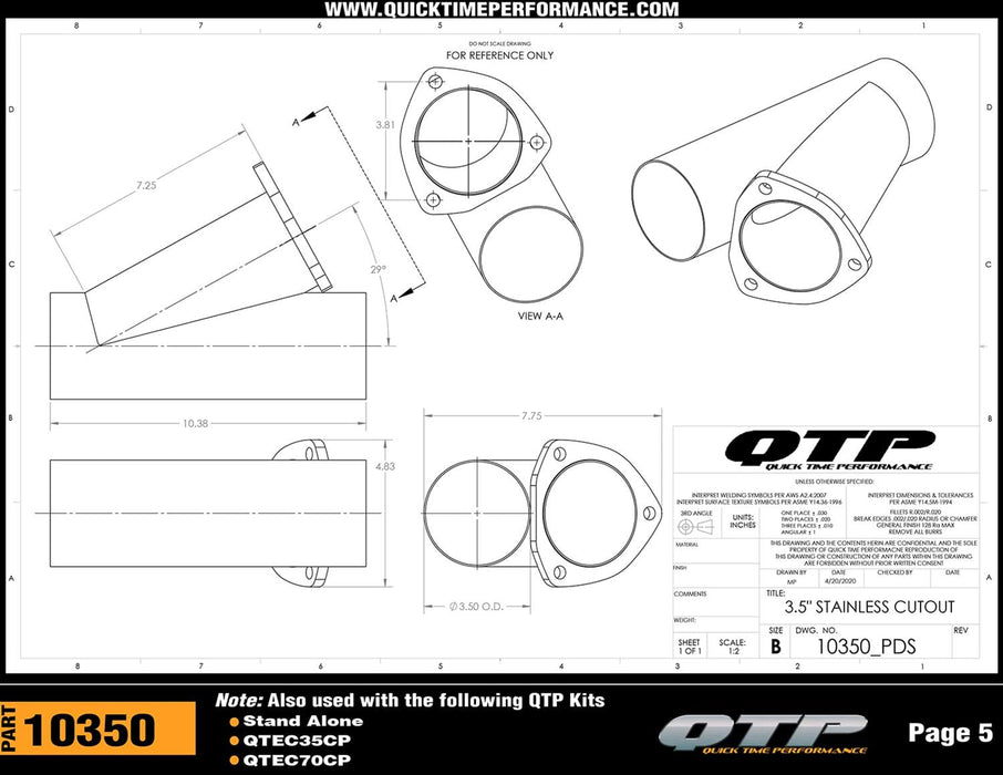 Quick Time Performance Quick Time Performance Electric Exhaust Cutouts QTEC35CP Autofit