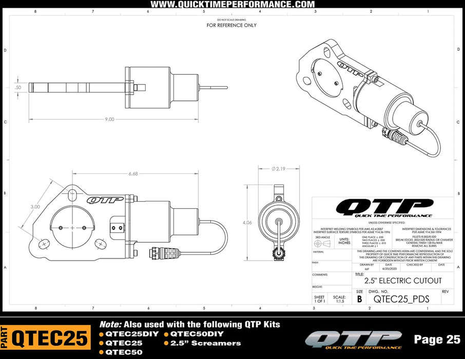 Quick Time Performance Quick Time Performance Electric Exhaust Cutouts QTEC50CP Autofit