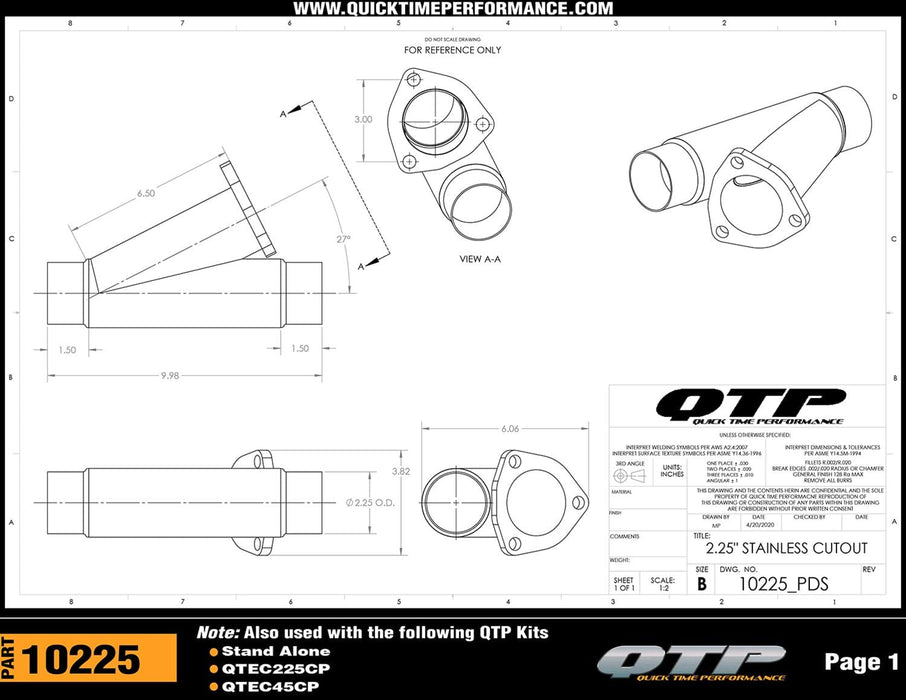 Quick Time Performance Quick Time Performance Exhaust Cutouts 10225 Autofit