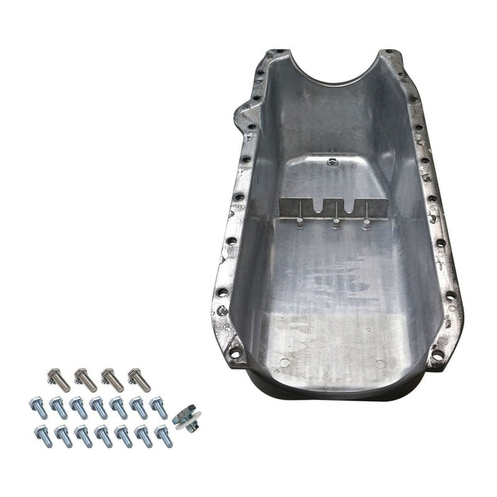 RTS RTS Oil Pan, Cast Aluminum, Machined Finned, Black 4 qt., SB Chev Driver Side Dip Stick RTS Oil Pan, Cast Aluminum, Machined Finned, Black 4 qt., SB Chev Driver Side Dip Stick Autofit