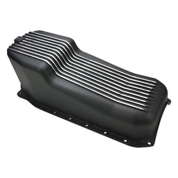 RTS RTS Oil Pan, Cast Aluminum, Machined Finned, Black 4 qt., SB Chev Driver Side Dip Stick RTS Oil Pan, Cast Aluminum, Machined Finned, Black 4 qt., SB Chev Driver Side Dip Stick Autofit