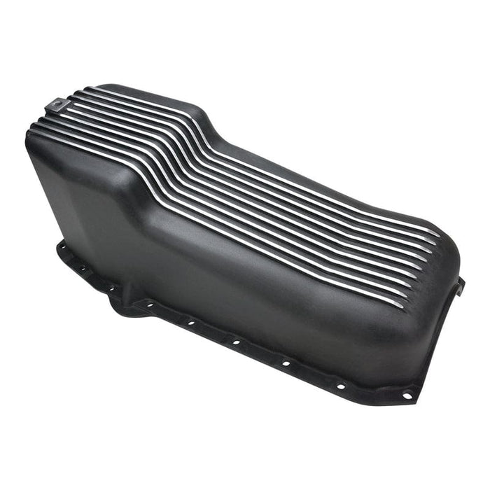 RTS RTS Oil Pan, Cast Aluminum, Machined Finned, Black 4 qt., SB Chev Passanger Side Dip Stick RTS Oil Pan, Cast Aluminum, Machined Finned, Black 4 qt., SB Chev Passanger Side Dip Stick Autofit