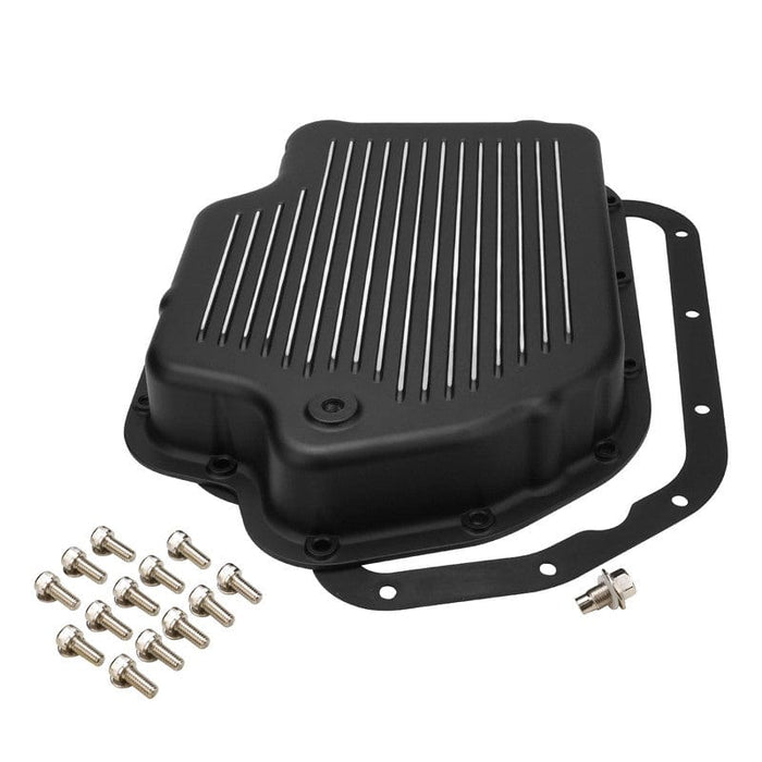 RTS RTS Transmission Pan, Extra Capacity, Cast Aluminium, Black, Machined Finned, Chev Holden TH400, Each RTS Transmission Pan, Extra Capacity, Cast Aluminium, Black, Machined Finned, Chev Holden TH400, Each Autofit