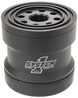 SYSTEMONE 3-3/4" Diameter With 30 Micron S/S Filter Spin On Oil Filter 3-3/4" Long Black Anodized with Universal Threads SY209-361B Autofit
