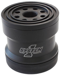 SYSTEMONE 3-3/4" Long x 3-3/4" Diameter With 45 Micron S/S Filter & Metric Thre Spin On Billet Oil Filter - Black Anodized SY209-314B Autofit