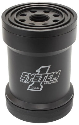 SYSTEMONE 5-3/4" Long x 3-3/4" Diameter With 45 Micron S/S Filter & Metric Thre Spin On Billet Oil Filter - Black Anodized SY209-514B Autofit