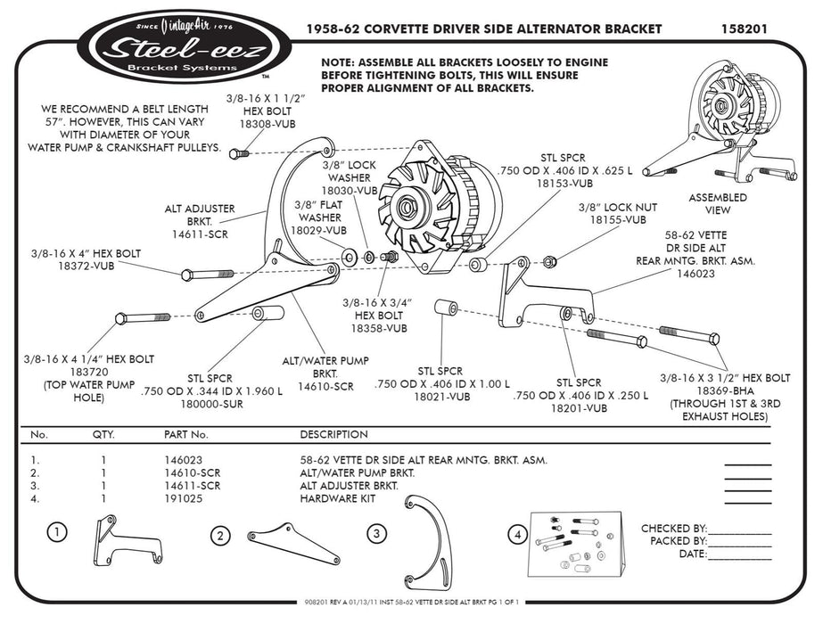 Vintage Air Vintage Air Alternator Brackets 158201 Autofit