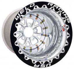 Weld Racing 15" x 12" 3" B/S Suit 5 x 4.75" B/C, Black Double Bead-Loc With M/T T V-Series Rim - Polished Center WE84P-512276MB Autofit
