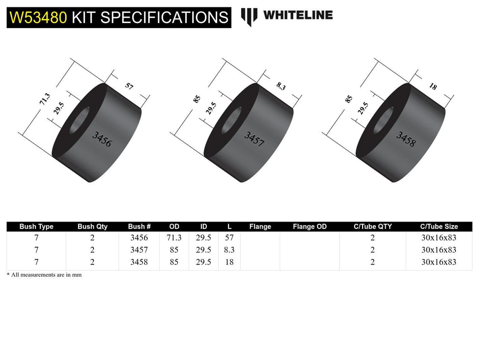 Whiteline 10 x 16 x 26 cm Front Control Arm Lower - Inner Rear Bushing Kit to Suit Land Rover Discovery and Range Rover Sport Autofit