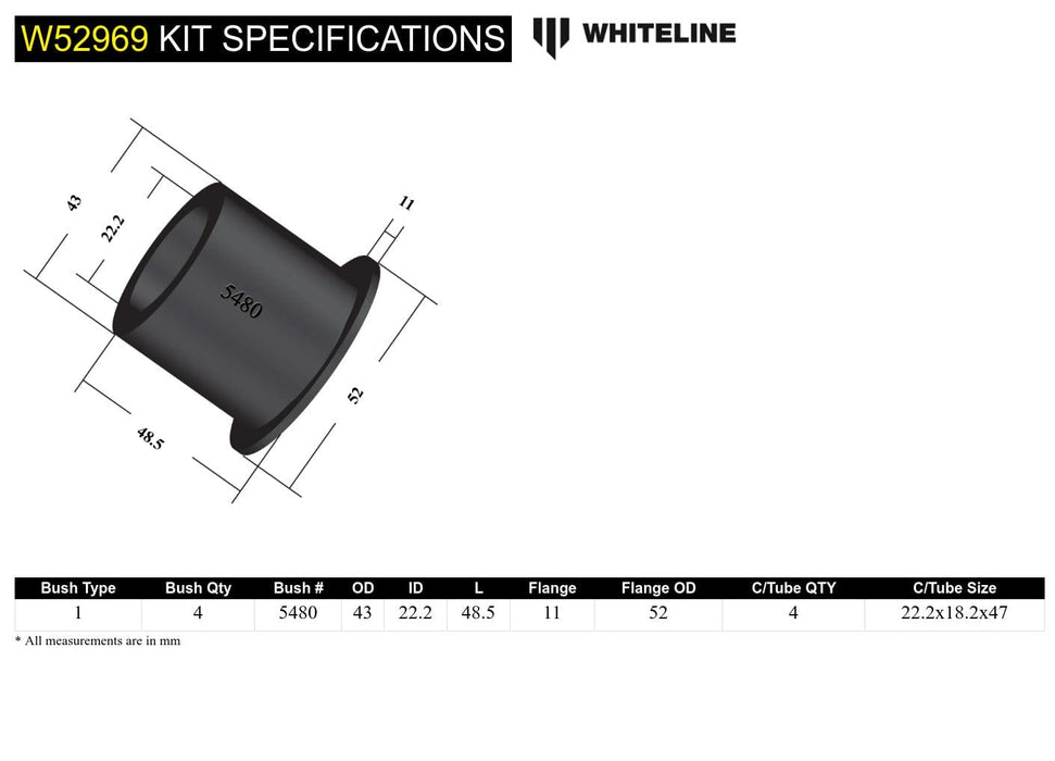 Whiteline 10 x 16 x 26 cm Front Control Arm Upper - Bushing Kit to Suit Mitsubishi Challenger, Pajero and Triton 2wd/4wd Autofit