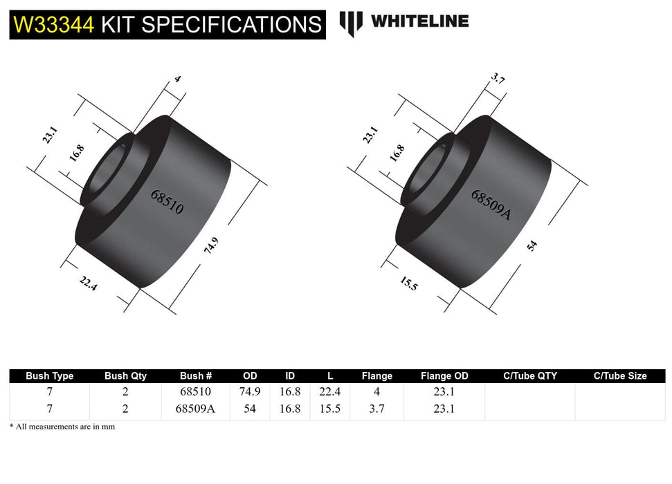 Whiteline 10 x 16 x 26 cm Front Shock Absorber - Upper Bushing Kit to Suit Toyota Land Cruiser 200 Series Autofit
