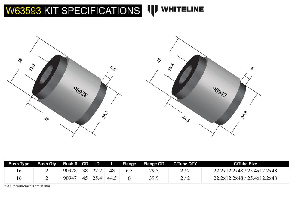 Whiteline 10 x 16 x 26 cm Rear Control Arm Upper Rear - Bushing Kit to Suit BMW 1, 2, 3 and 4 Series Autofit