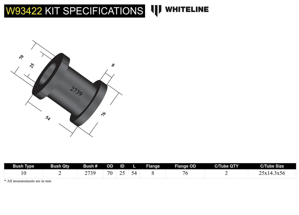 Whiteline 10 x 16 x 26 cm Rear Differential Mount - Front Bushing Kit to Suit Mitsubishi Pajero NM-NX Autofit