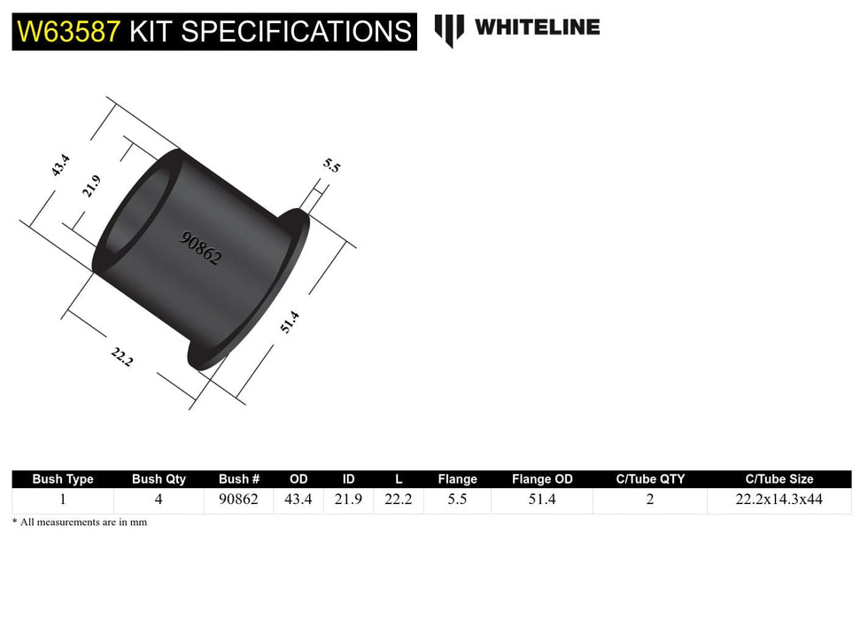 Whiteline 10 x 16 x 26 cm Rear Trailing Arm Upper - Rear Bushing Kit to Suit Lexus IS 200, 250 and 350 Autofit
