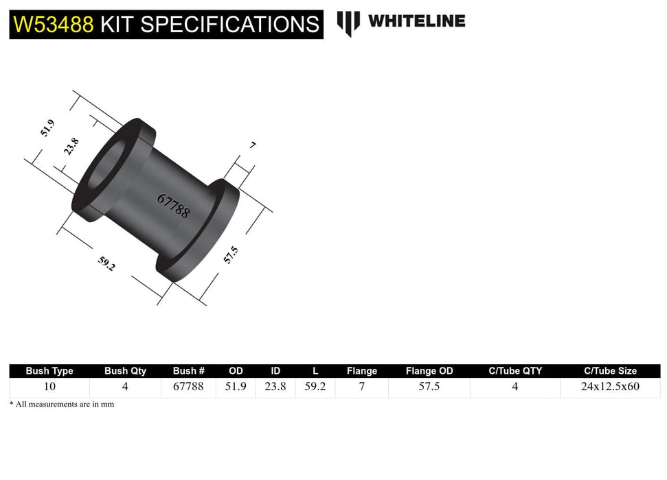 Whiteline 10 x 16 x 26 cm / Standard Alignment Leading Arm - To Differential Bushing Kit to Suit Suzuki Jimny and Sierra Autofit