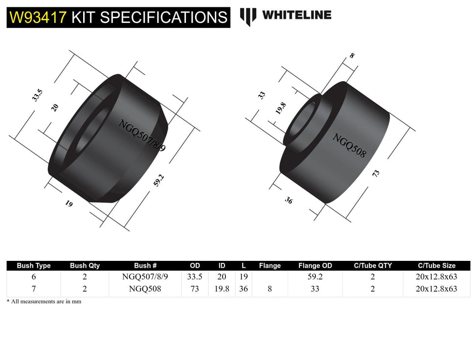 Whiteline 10 x 16 x 26 cm / Suits hardtop and highroof models Front Body Mount - Bushing Kit-Cab Front to Suit Nissan Patrol GQ, GU and Ford Maverick DA Autofit