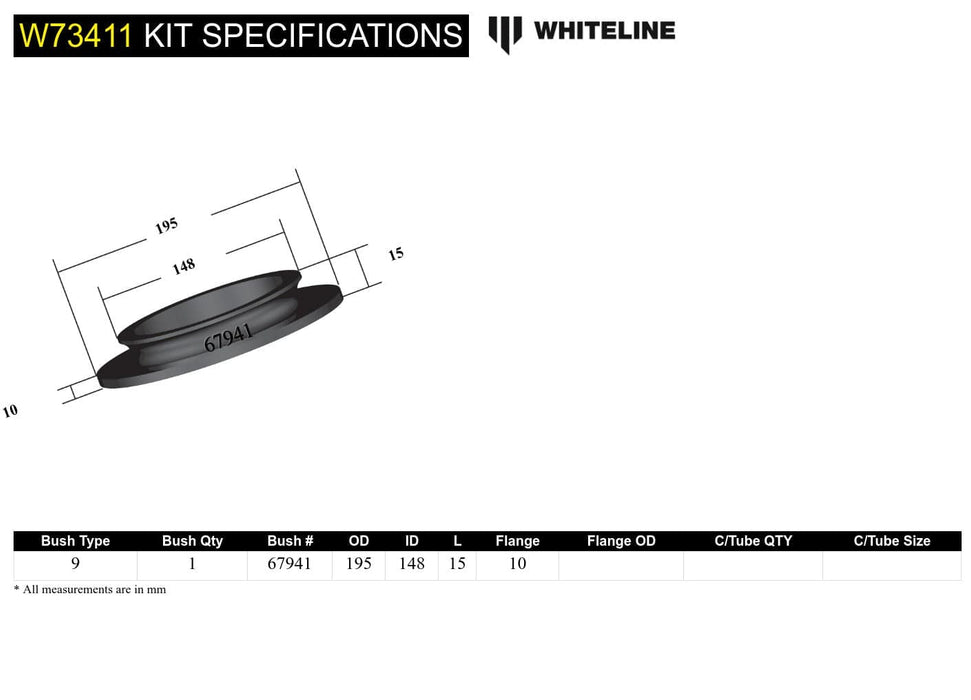 Whiteline 40 x 20 x 10 cm / 10mm ride height increase Rear Coil Spring Pad - Bushing Kit to Suit Toyota Land Cruiser 200 Series Autofit