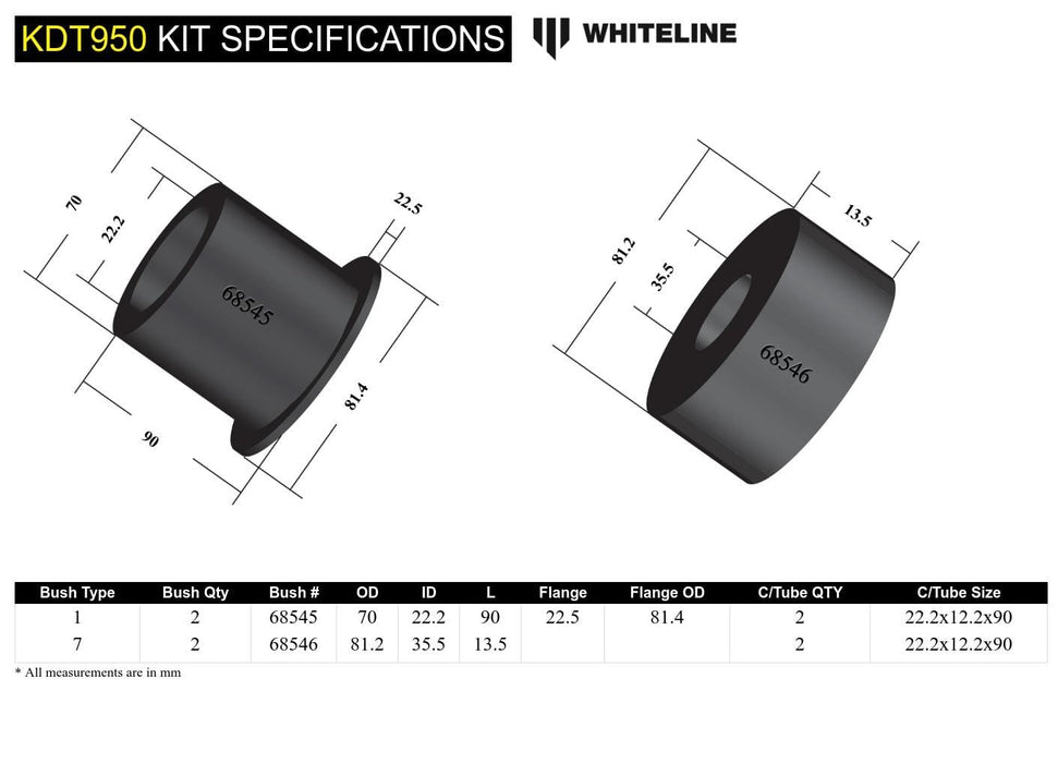 Whiteline 40 x 20 x 10 cm ear Beam Axle - Bushing Kit to Suit Holden Astra AH Autofit