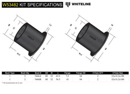 Whiteline 40 x 20 x 10 cm Front Control Arm Lower - Inner Front Bushing Kit to Suit HoldenAdventra, Crewman VY, VZ and HSV Autofit