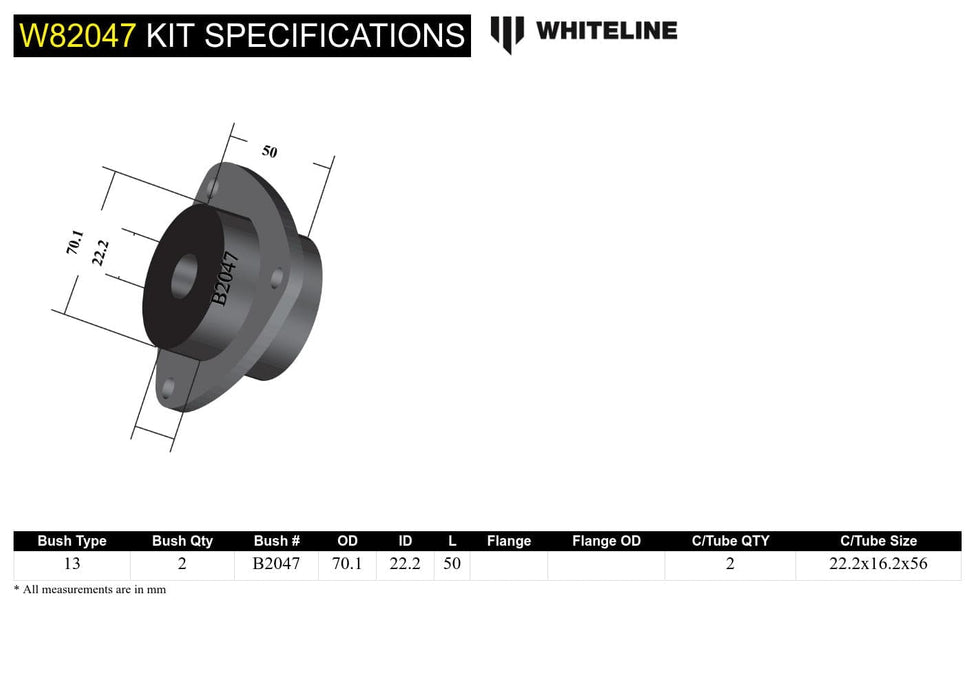 Whiteline 40 x 20 x 10 cm / Performance Alignment - offers -0.5deg to +1.25deg Front Strut Rod - To Chassis Bushing Kit Offset to Suit Holden Commodore VT-VZ and HSV Autofit