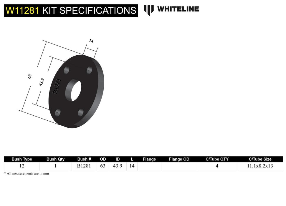 Whiteline 7 x 14 x 20 cm / 13mm thick Front Steering Coupling - Bushing Kit to Suit Ford Capri, Cortina and Escort Autofit