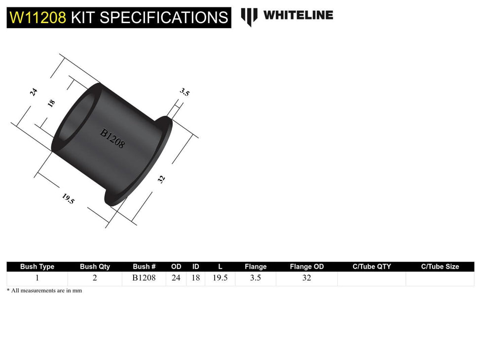 Whiteline 7 x 14 x 20 cm / 18mm ID Front Steering Idler Arm - Bushing Kit to Suit Toyota HiLux, 4Runner, Celica, Corolla and Cressida Autofit