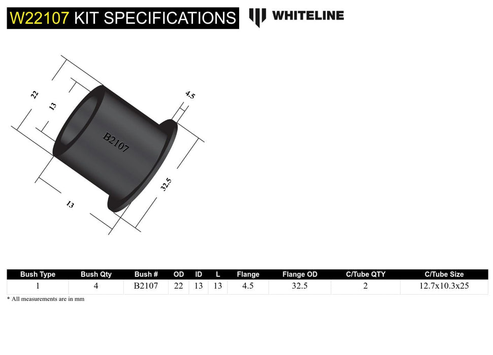 Whiteline 7 x 14 x 20 cm / 2 piece bushing design Sway Bar Link - Bushing Kit to Suit Daihatsu Rocky, Land Rover Defender, Toyota Celica, Corona and Land Cruiser Autofit