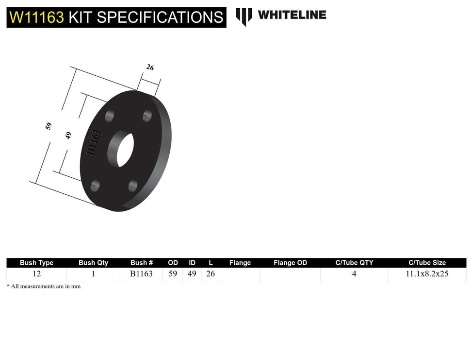 Whiteline 7 x 14 x 20 cm / 26.5mm thick Front Steering Coupling - Bushing Kit to Suit Ford Capri, Cortina and Escort and Holden Torana Autofit