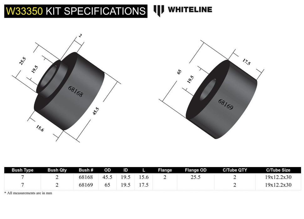 Whiteline 7 x 14 x 20 cm Front Shock Absorber - Upper Bushing Kit to Suit Ford Everest, Ranger and Mazda BT-50 Autofit