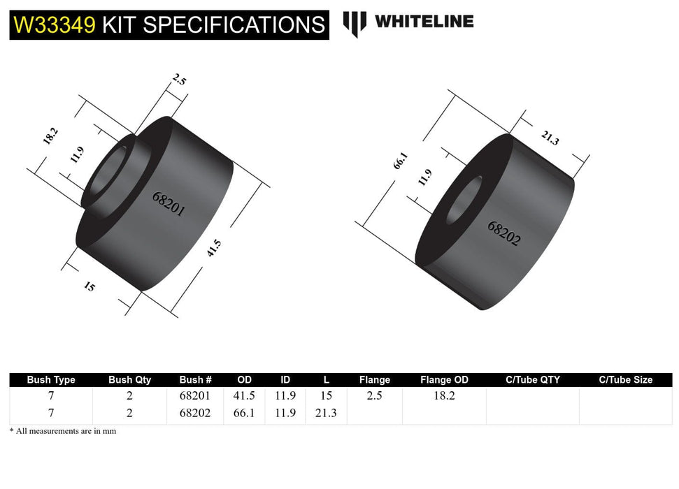 Whiteline 7 x 14 x 20 cm Front Shock Absorber - Upper Bushing Kit to Suit Holden Colordo, Trailblazer, Isuzu D-Max, MU-X, LDV T60 and Mazda BT-50 Autofit