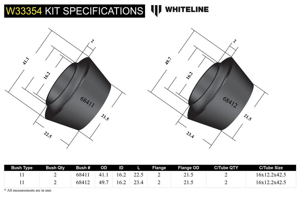 Whiteline 7 x 14 x 20 cm Front Shock Absorber - Upper Bushing Kit to Suit Nissan Navara D40, D23 and Pathfinder R51 Autofit