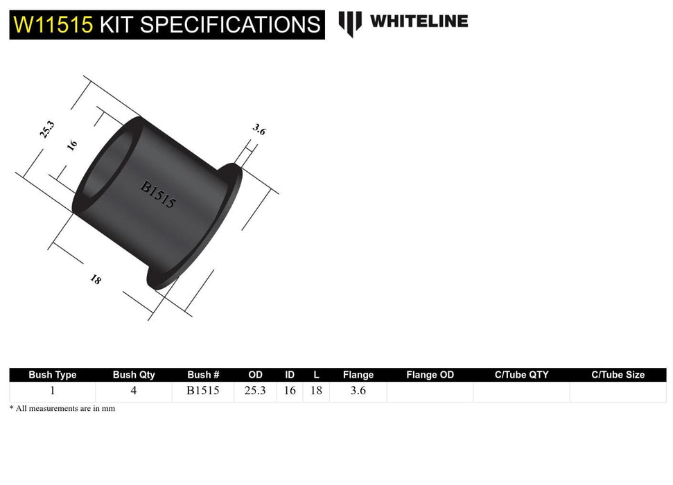 Whiteline 7 x 14 x 20 cm Front Steering Draglink - Bushing Kit to Suit Jaguar Mk1, Mk2 Autofit