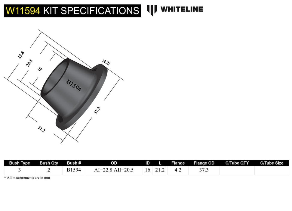 Whiteline 7 x 14 x 20 cm Front Steering Idler Arm - Bushing Kit to Suit Mitsubishi Starion JA, JB, JD Autofit