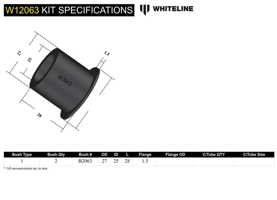 Whiteline 7 x 14 x 20 cm Front Steering Idler Arm - Bushing Kit to Suit Nissan Nomad C22 Autofit