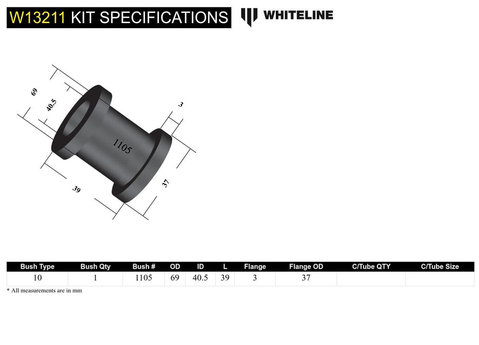 Whiteline 7 x 14 x 20 cm Front Steering Rack and Pinion - Mount Bushing Kit to Suit Holden Commodore VT-VZ and HSV Autofit