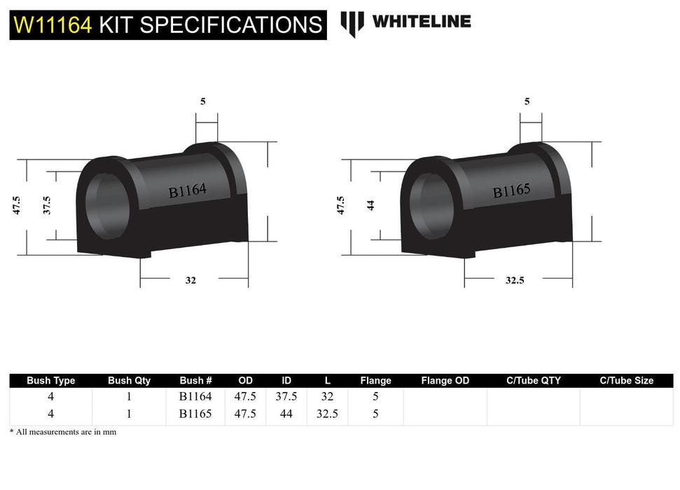 Whiteline 7 x 14 x 20 cm Front Steering Rack and Pinion - Mount Bushing Kit to Suit Holden Gemini TX, TC, TD, TE, TF, TG Autofit