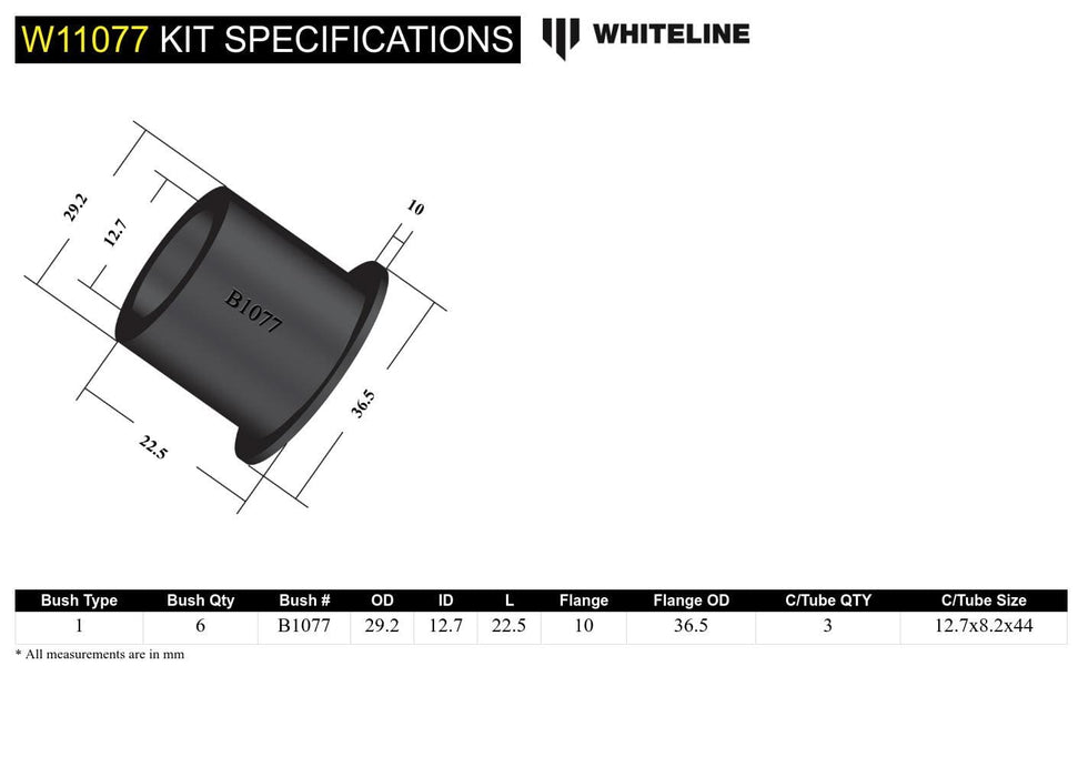 Whiteline 7 x 14 x 20 cm Front Steering Rack and Pinion - Mount Bushing Kit to Suit Jaguar Mk1-Mk3 and ZJS Autofit