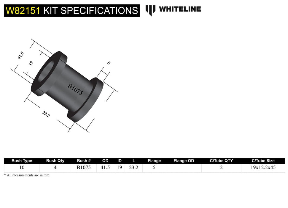 Whiteline 7 x 14 x 20 cm Front Strut Rod - To Chassis Bushing Kit to Suit Honda City, Civic and CR-X Autofit