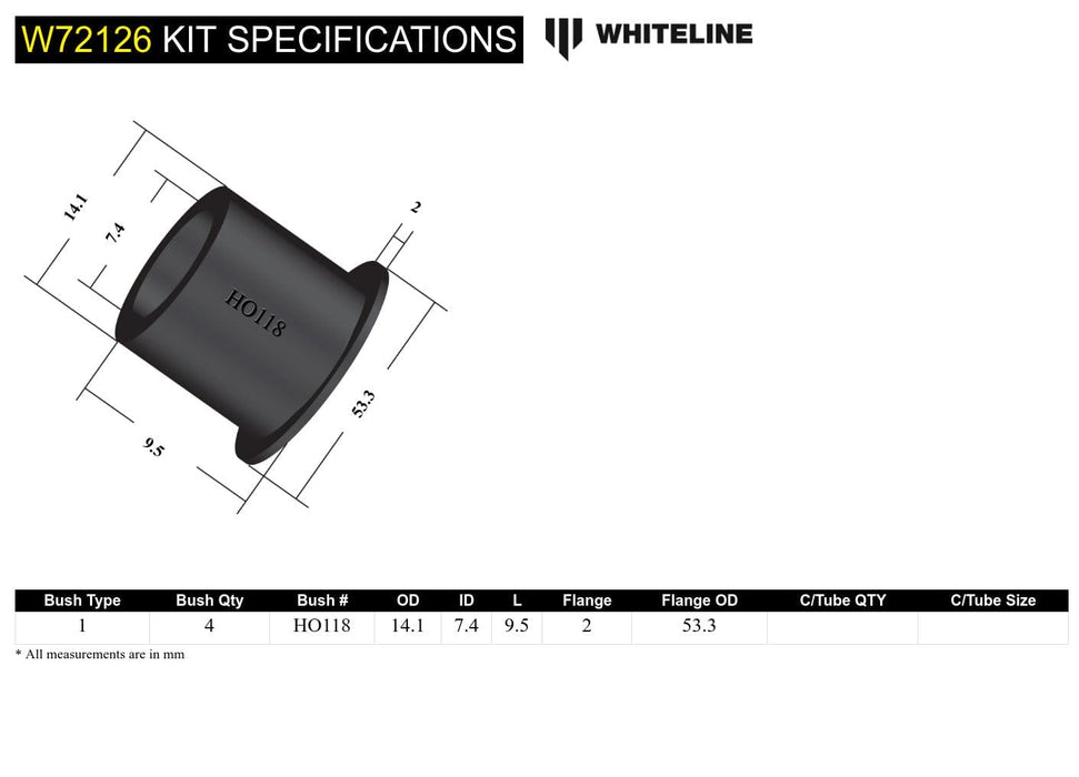 Whiteline 7 x 14 x 20 cm / Insulator bushing between leafs Rear Leaf Spring - Slipper Pad Bushing Kit to Suit Holden FJ-WB, Rodeo TF Autofit