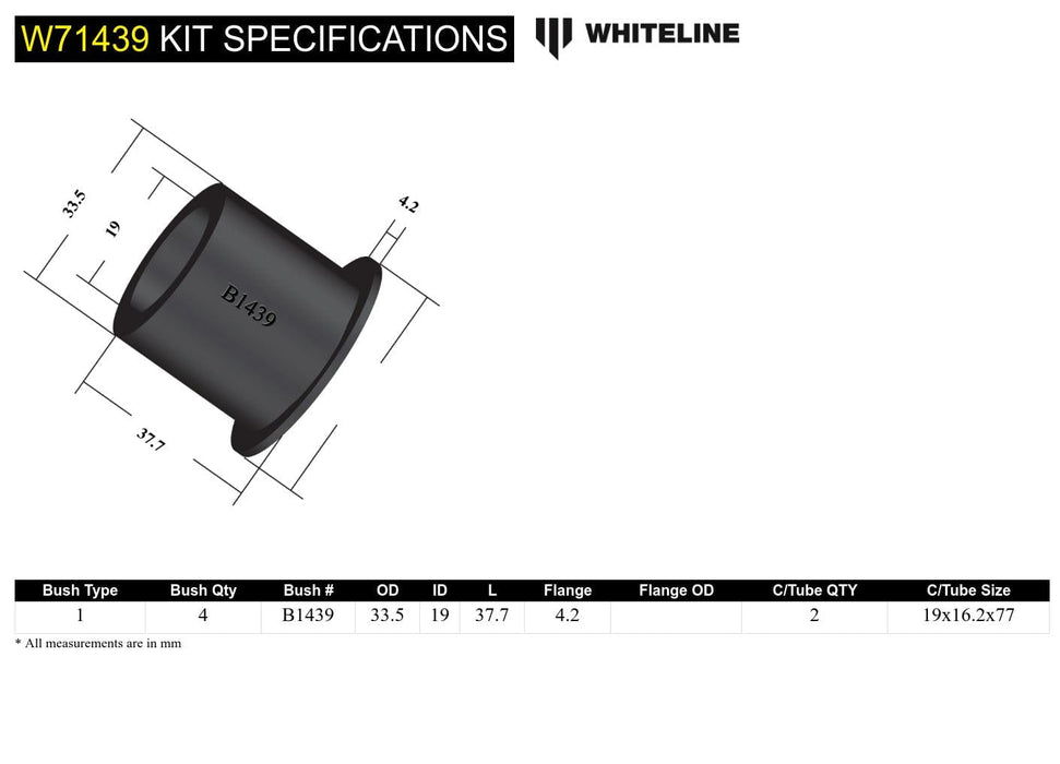 Whiteline 7 x 14 x 20 cm Leaf Spring - Bushing Kit to Suit Mazda T Series 1st and 2nd Gen Autofit