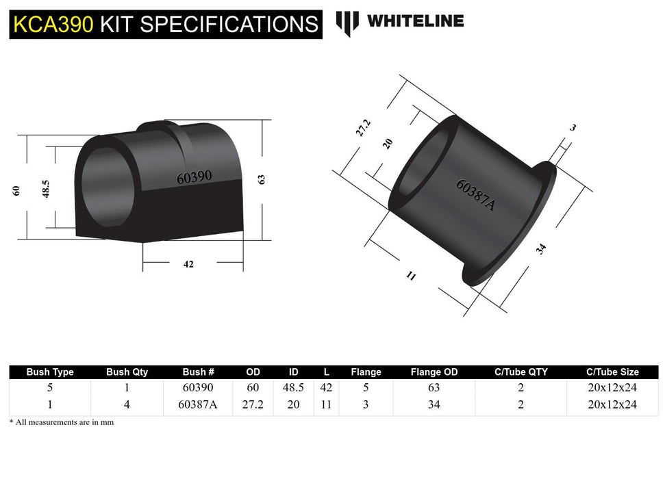 Whiteline 7 x 14 x 20 cm / LHD - rack mount Front Bump Steer - Correction Kit to Suit Mitsubishi Lancer Evolution VII, VIII, IX Autofit